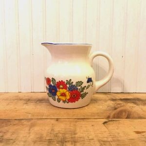 Vintage Floral Pitcher Ceramic Farmhouse Decor 1950s